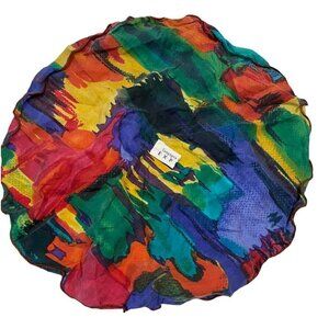 Compagnie Internationale Express Silk Handkerchief Scarf Blue Red‎ Color Splash